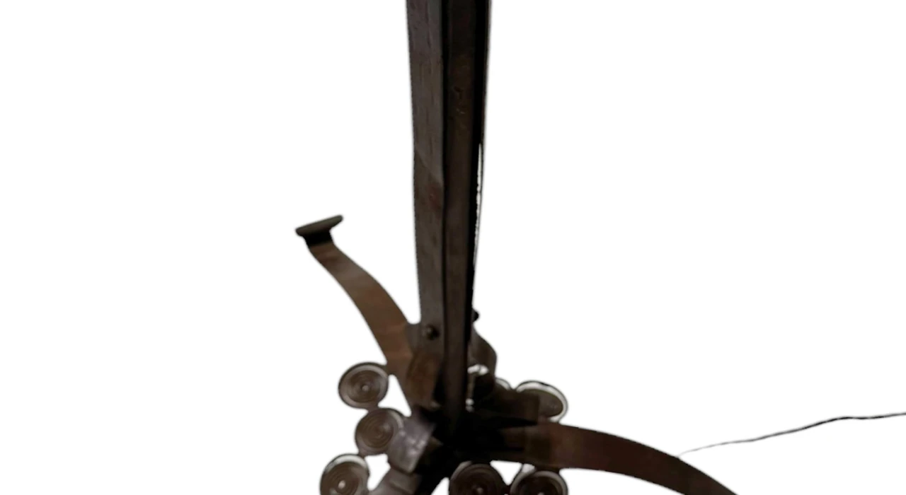 Art Deco Patinated Wrought Iron Floor Lamp, 1930s